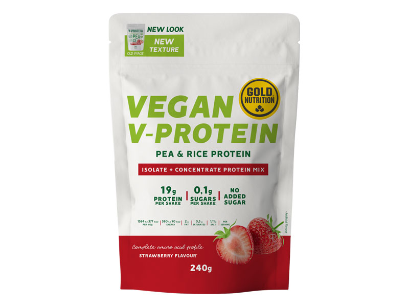 V-PROTEIN jahoda 240 g - rostlinný protein, ochrana svalů | Proteiny