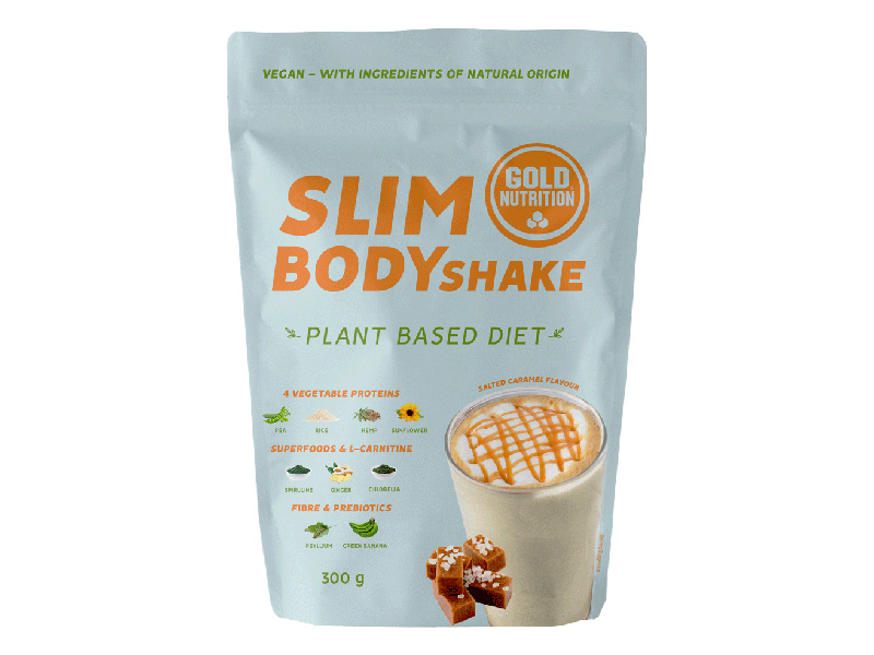 SLIM BODY SHAKE slaný karamel 300 g - rostlinný proteinový nápoj
