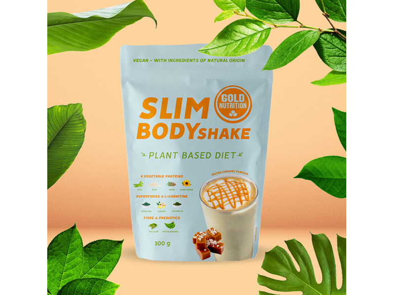 SLIM BODY SHAKE slaný karamel 300 g - rostlinný proteinový nápoj | Zdravá výživa - 2