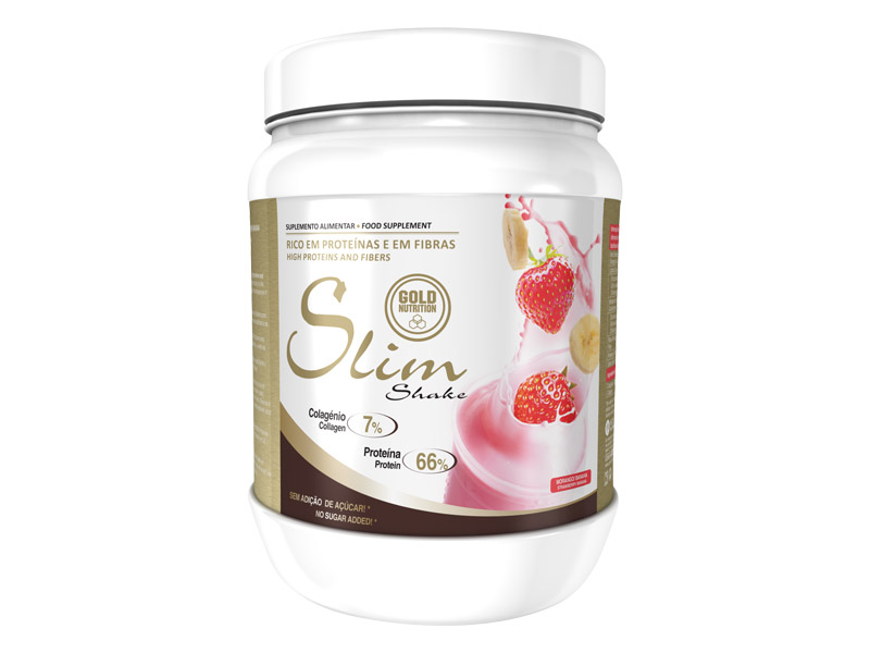SLIM SHAKE S KOLAGENE jahoda-banán 400 g - proteinový koktejl vhodný při hubnutí | Proteiny - 1