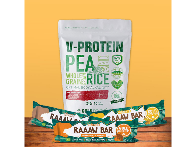 V-Protein jahoda za zvýhodněnou cenu + 3x raw tyčika ZDARMA | Výhodné balíčky, dárky - 1